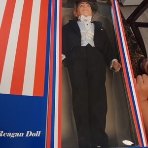 Collectible Presidential Doll in Black Suit Ronald Reagan